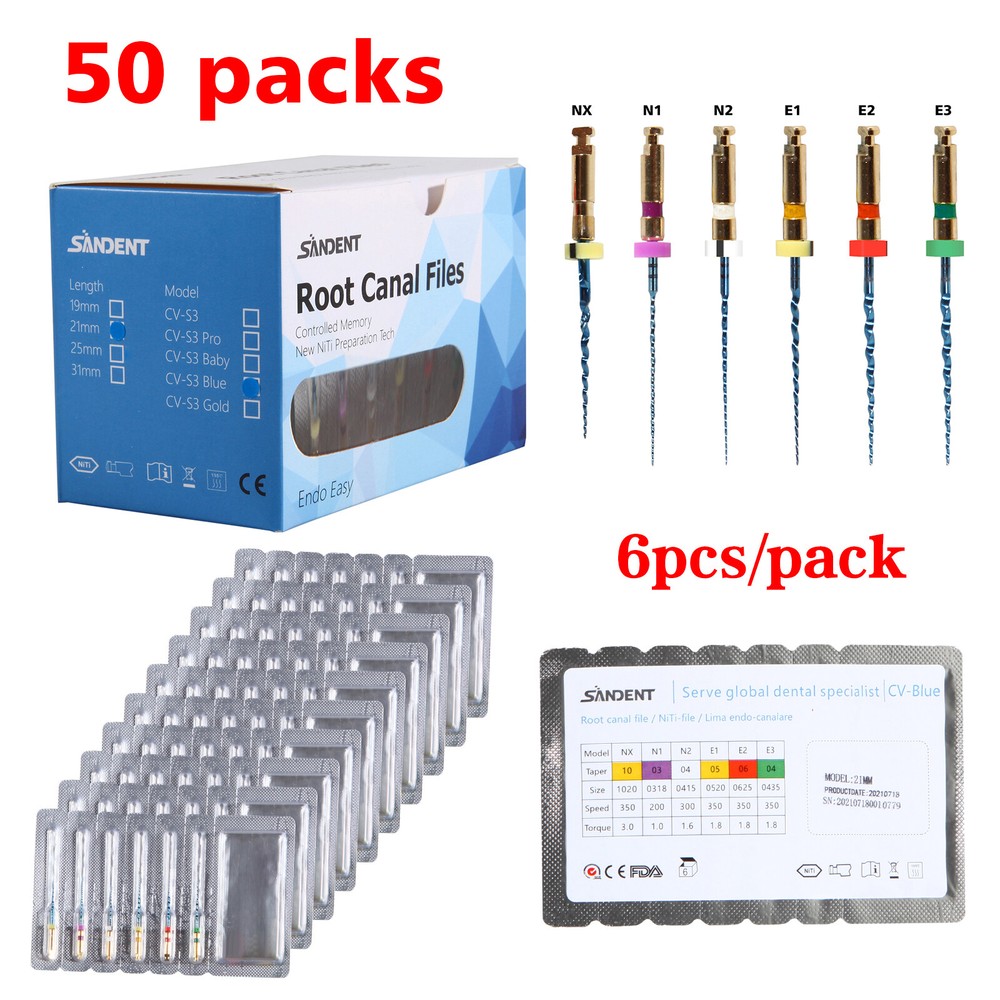 6Pcs NITI Endo Rotary Files 21mm for Endodontic Treatment