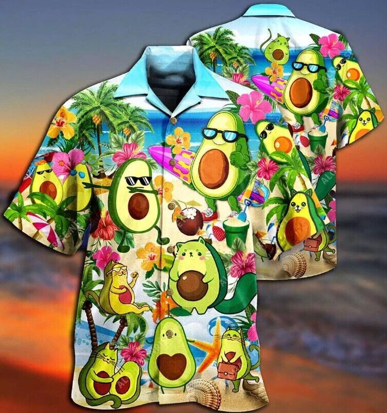 Avocado 3D Hawaiian Summer Fruit Shirt Sizes S to 5XL