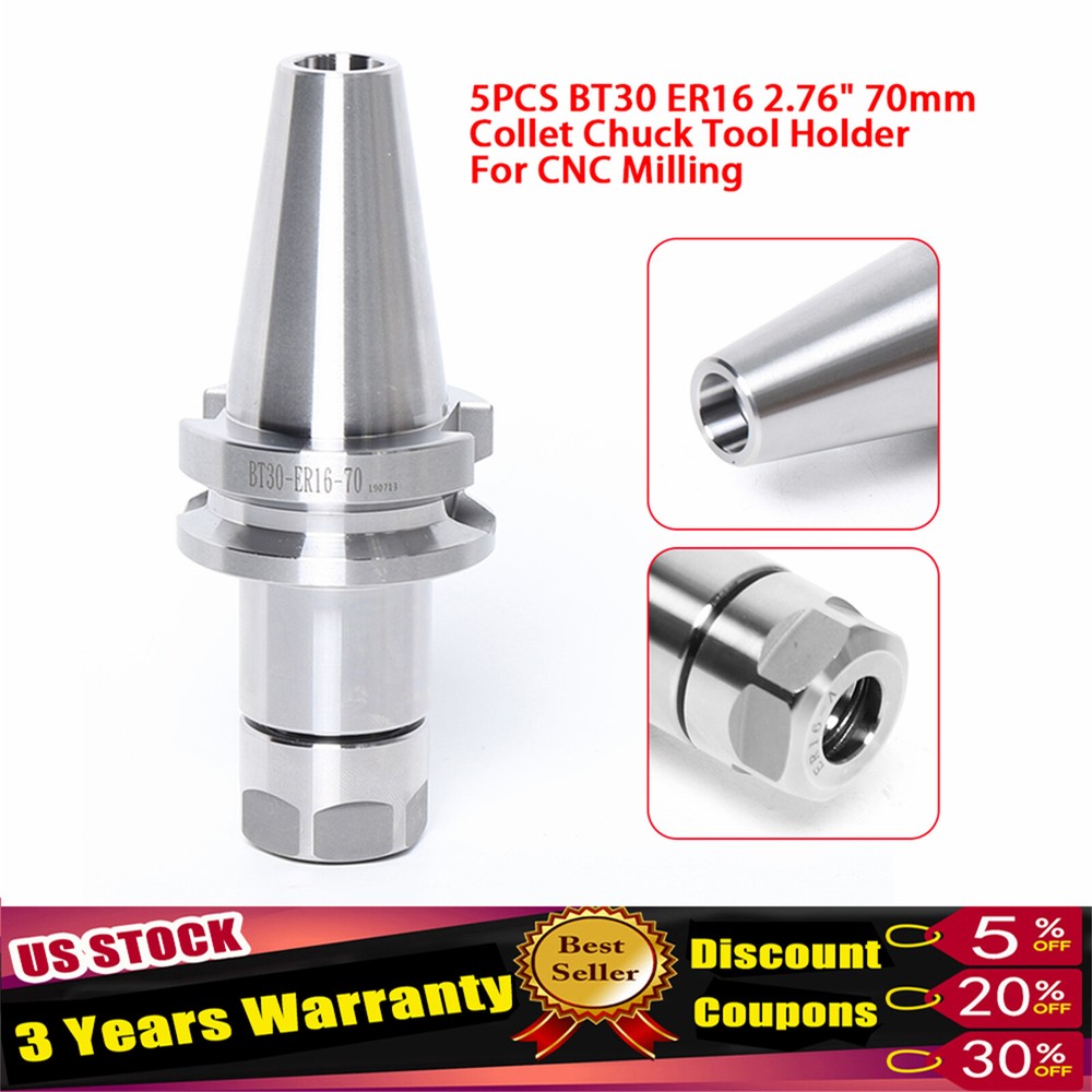 5x BT30 ER16 Collet Chuck ER16 12000RPM Tool Holder For CNC Milling Drill Fast