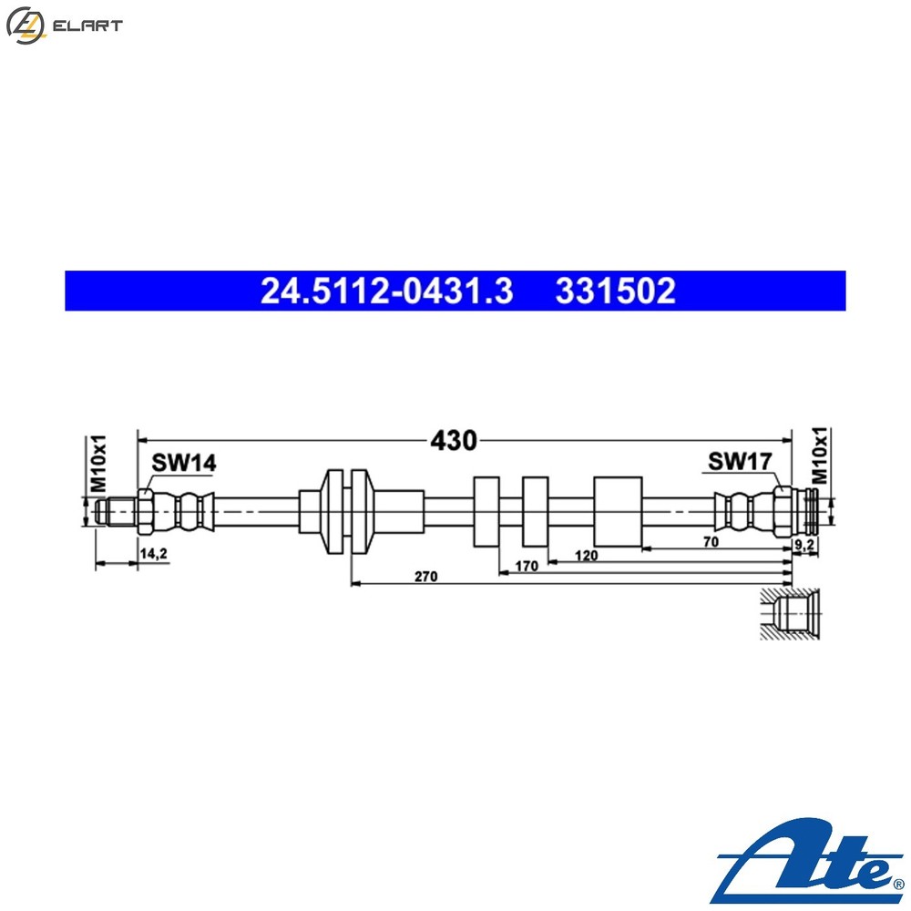 BRAKE HOSE 24.5112-0431.3 FOR ALFA ROMEO GIULIETTA/Hatchback/Van 2.0L 4cyl