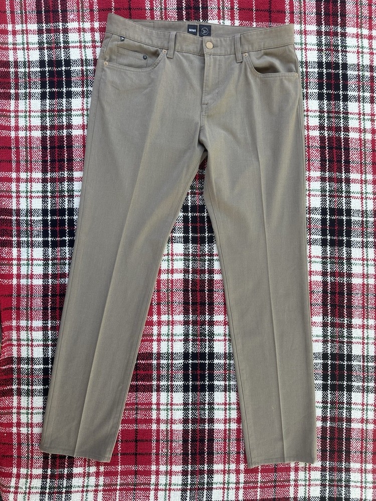 BOSS Hugo Boss Delaware Slim Fit Pants Men's Size 34x32 Tan Khaki Stretch Chino