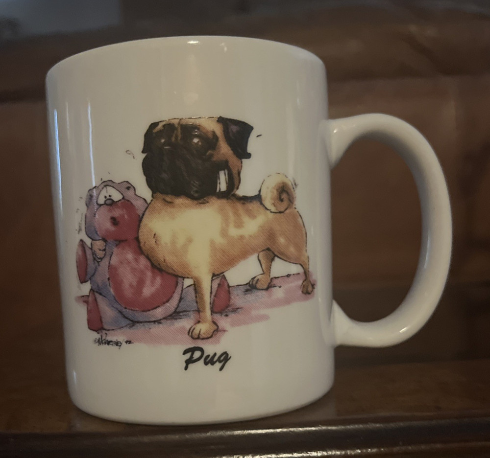 Vintage Pug Dog 1993 KrazyK-9- Designs  McCartney Coffee Mug Cup