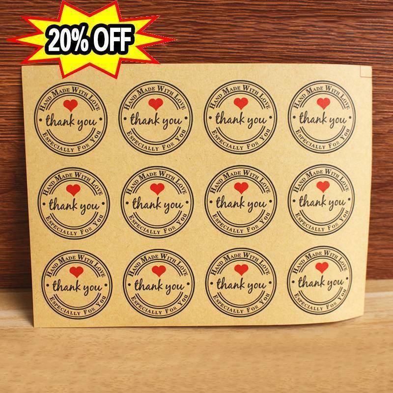 12Pcs Thank You Stickers Seal Labels Craft Packaging Se Sticker Empfehlen! D9H7