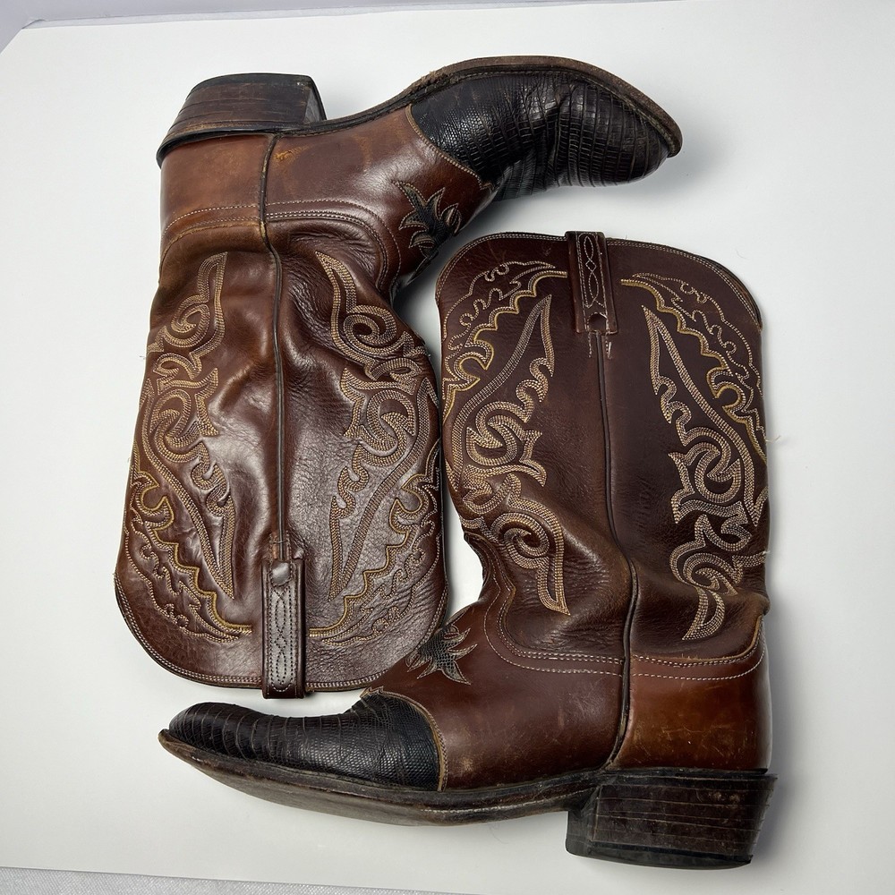 Lucchese 1883 Mens Size 10.5 2E Wide Brown Cowboy Boots for Men