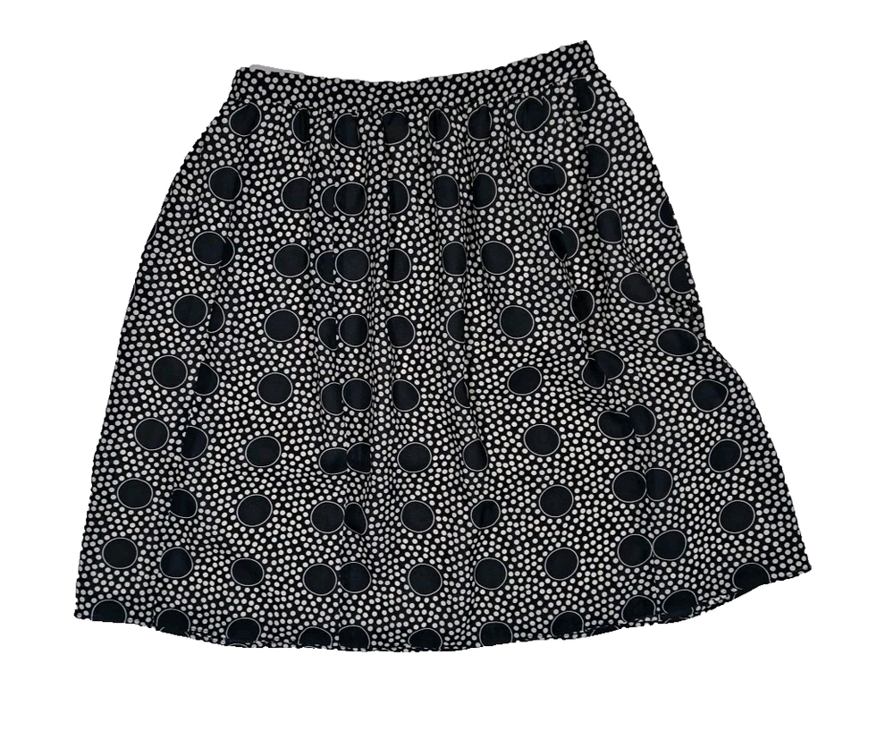 J Crew Pleated Skirt Size 0 Navy Polka Dot Below Knee A-Line Lined
