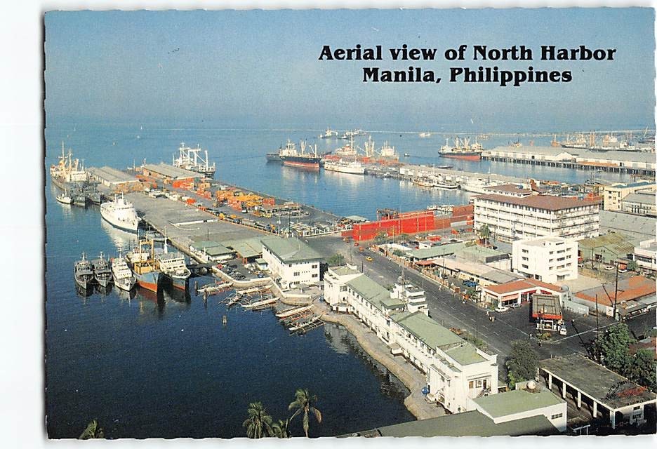 Postcard Aerial view of North Harbor Manila Philippines