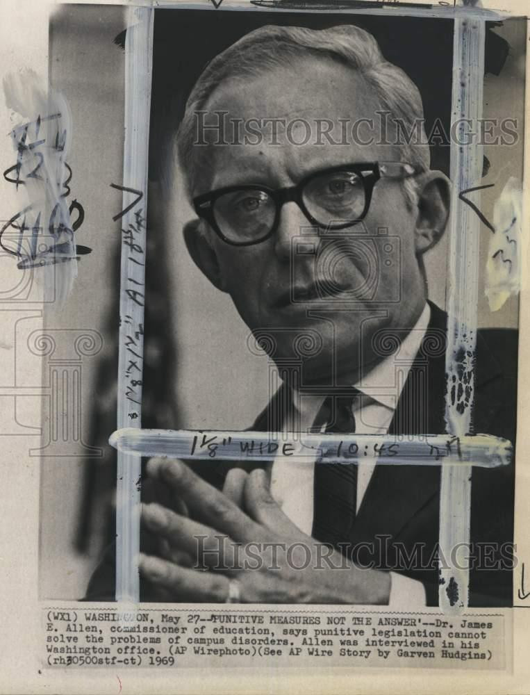 1969 Press Photo Dr. James Allen, Commissioner of Education, Washington, DC