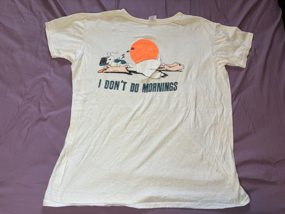 Vintage 80s Hugger I Don’t Do Mornings Sleep Shirt Adult One Size Sleeping Duck