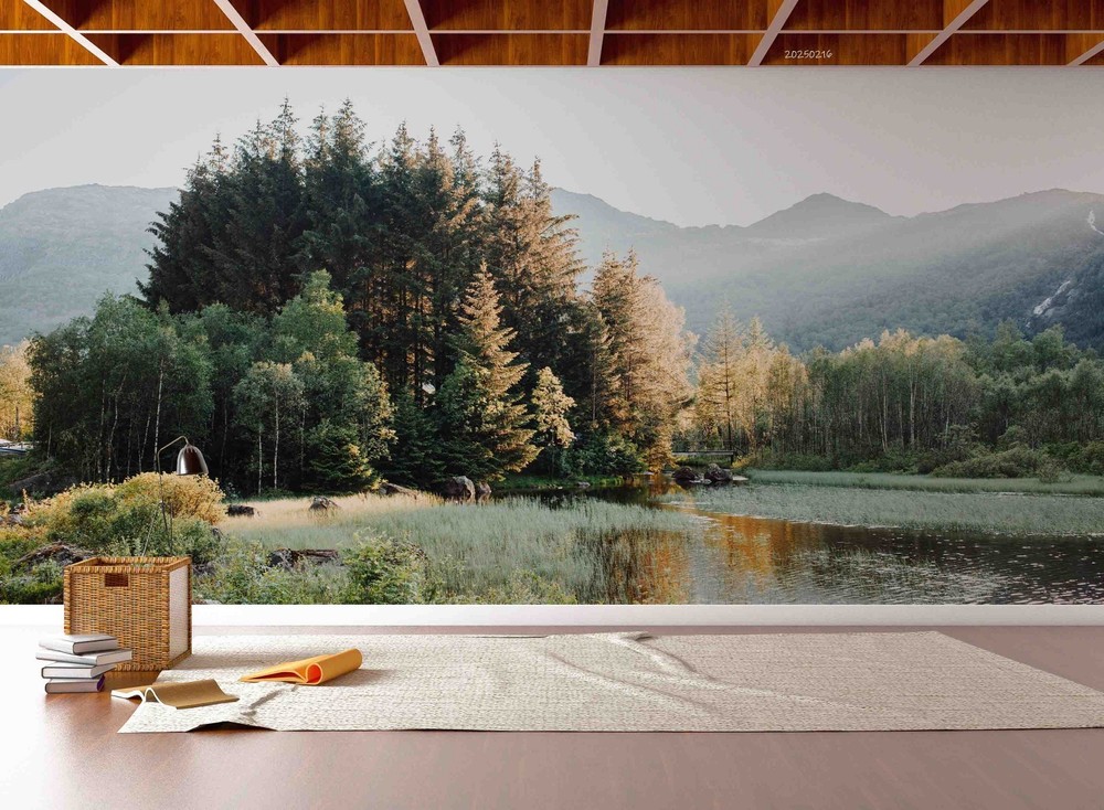 3D Mountain Forest River Landscape Wall Murals Wallpaper Murals Wall Sticker
