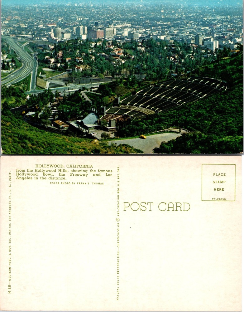 Hollywood Bowl and Freeway Los Angeles California CA Postcard