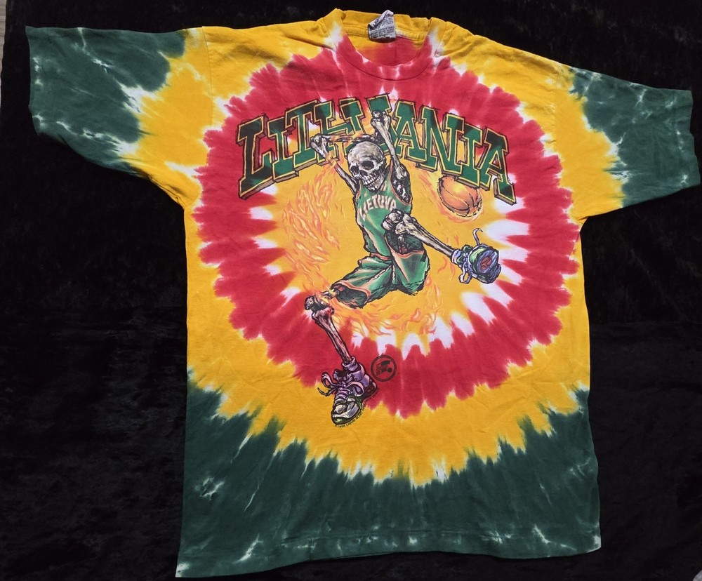 Vintage AUTHENTIC 1996 Grateful Dead Lithuania Basketball Liquid Blue Tee XL USA