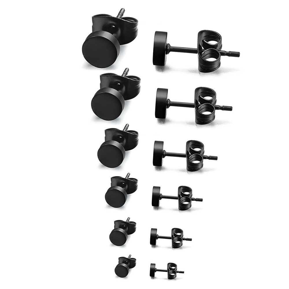 6 Pair Nose Ring Sterling Stud Black Pearl Earrings Miss