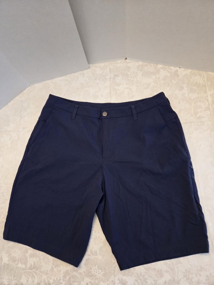 Lululemon Commission Shorts Mens 36 Navy Blue Stretch Chino Golf Casual Pockets