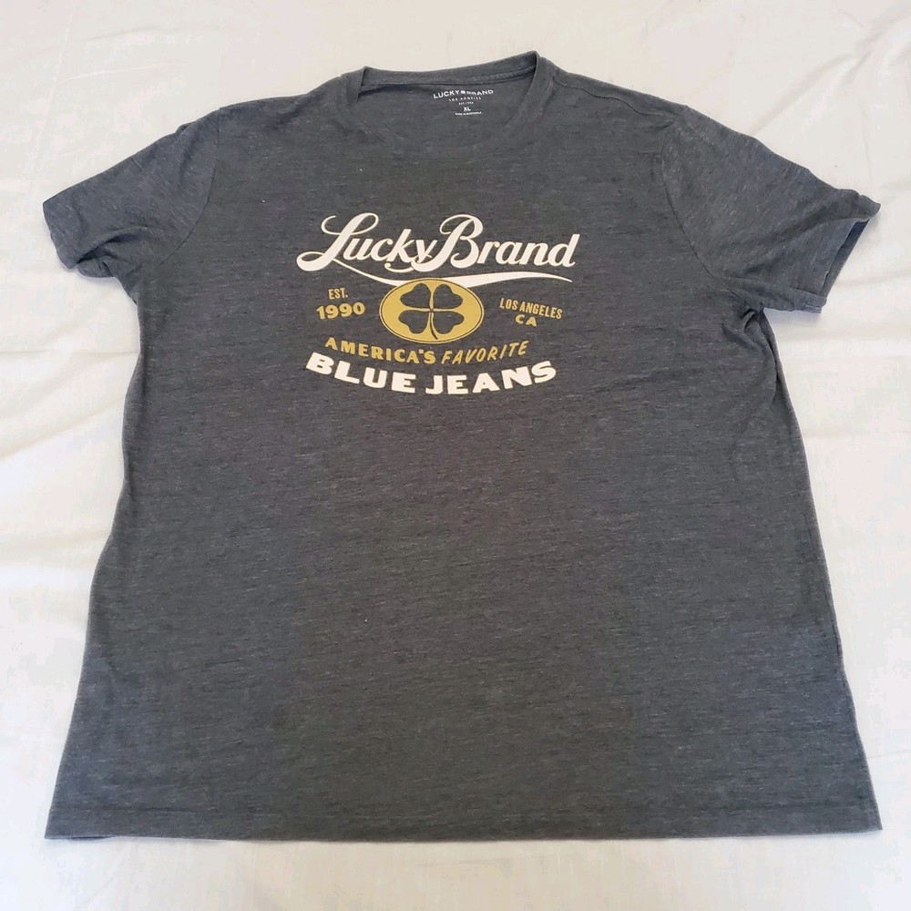 Lucky Brand Shirt Mens Size XL Gray Short Sleeve Classic Causal Cotton Adult Top