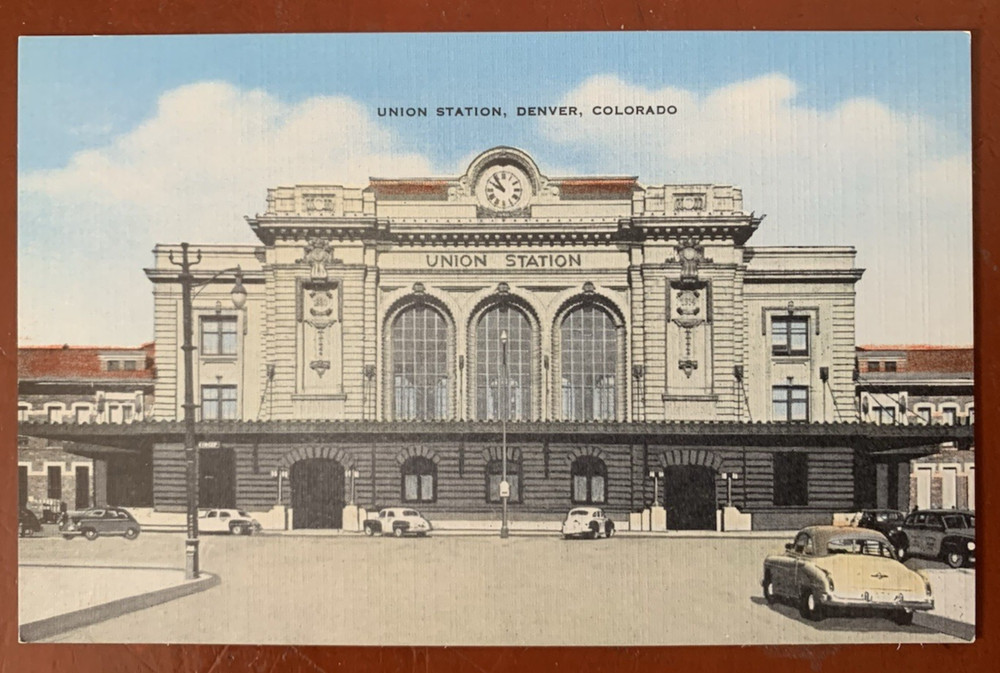 Denver CO Colorado Union Station Train Railroad Depot Street View Postcard