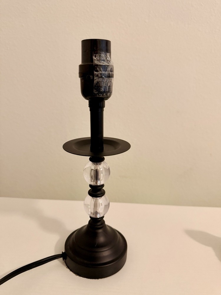 Black Metal & Clear Glass Table Lamp, Rotary Switch, Corded, ETL Listed