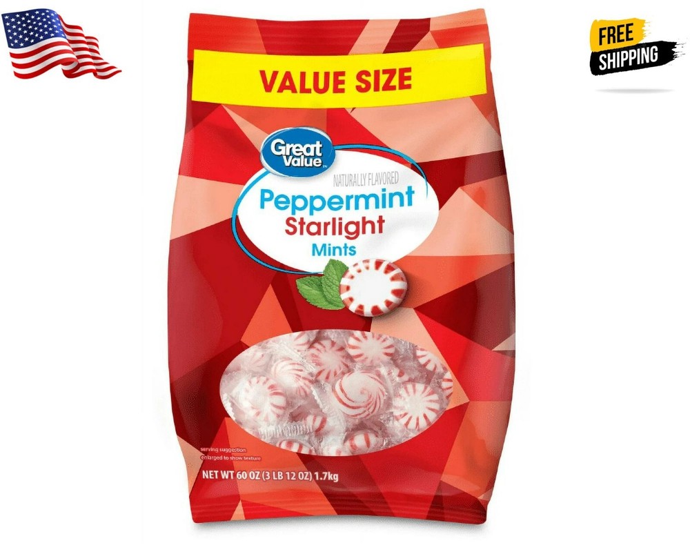 Great Value Peppermint Starlight Mints Hard Candy, 60 oz, Free Shipping NEW