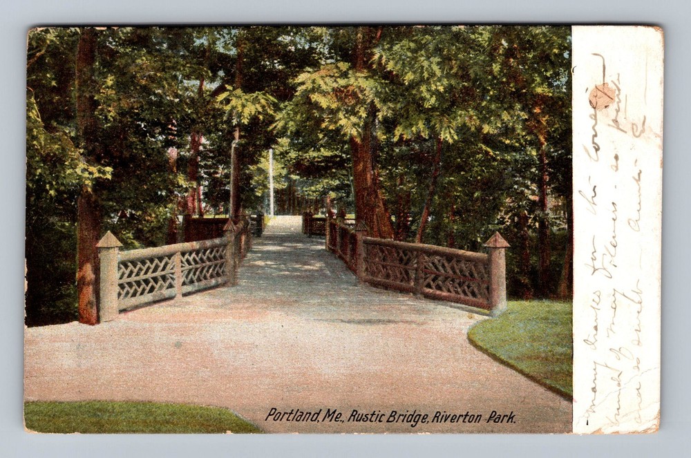 Portland ME-Maine Rustic Bridge Riverton Park Vintage Postcard Standard Postal