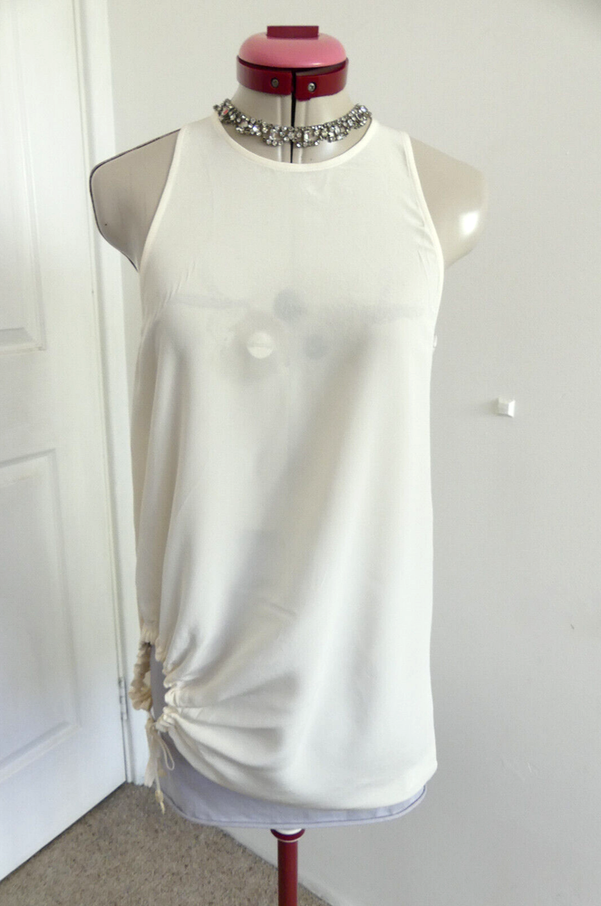 SASS & BIDE Ivory White Silk Beaded Sleeveless Blouse Size Aus 6 NWT