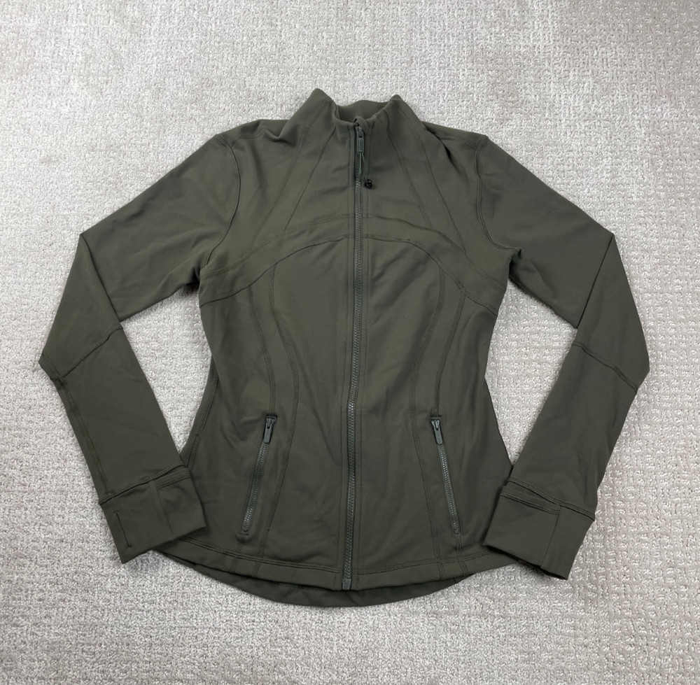 Lululemon Define Jacket Womens Size 8 Olive Green Luon Full Zip Yoga Workout