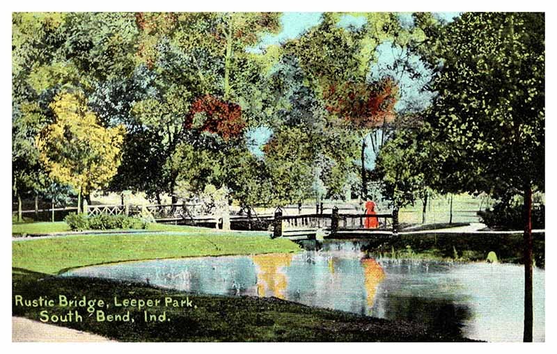 Postcard BRIDGE SCENE South Ben Indiana IN m/09 AP6879