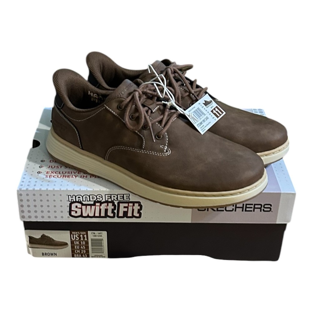 Skechers Men's Hands Free Swift Fit Memory Foam Casual Brown Shoes Size 11