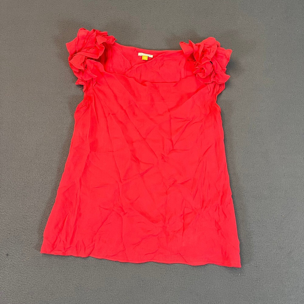 Anthropologie Leifsdottir Blouse 100% Silk Ruffle Women’s Size 2 Bohemian Pink