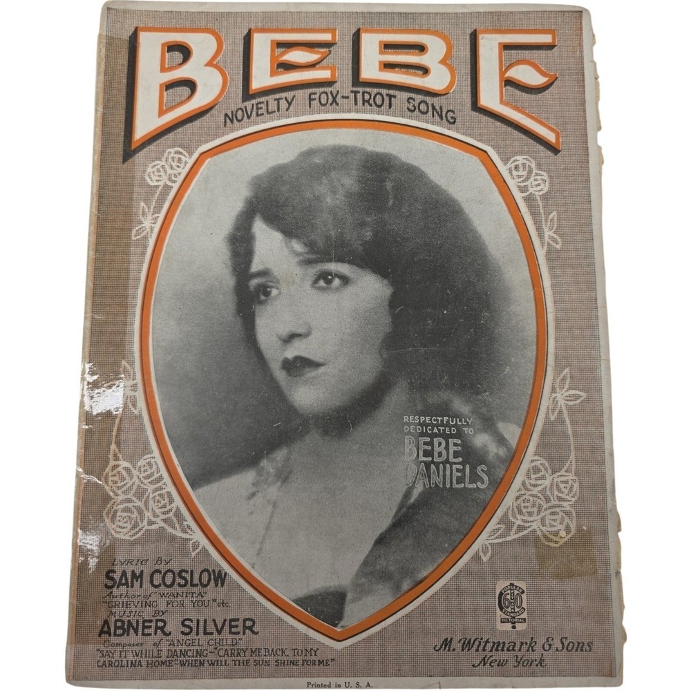 Bebe Novelty Fox Trot Song by Sam Coslow and Abner Silver 1923 Sheet Music