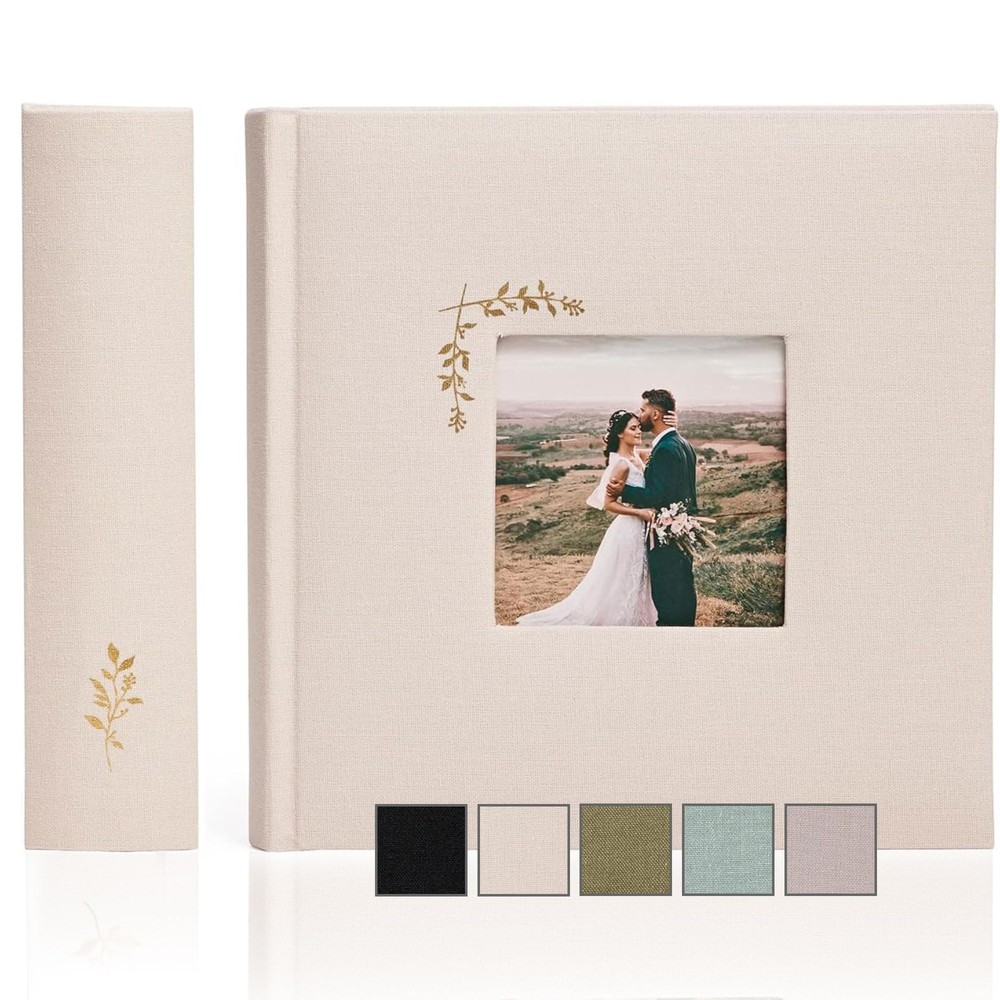 Elegant Linen Photo Album - 200 Acid-Free Pockets for 4x6 Pics - Perfect for ...-image