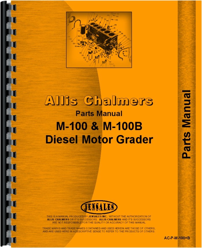 Allis Chalmers M-100 M-100B Motor Grader Parts Manual AC-P-M-100+B Repair Guide-image