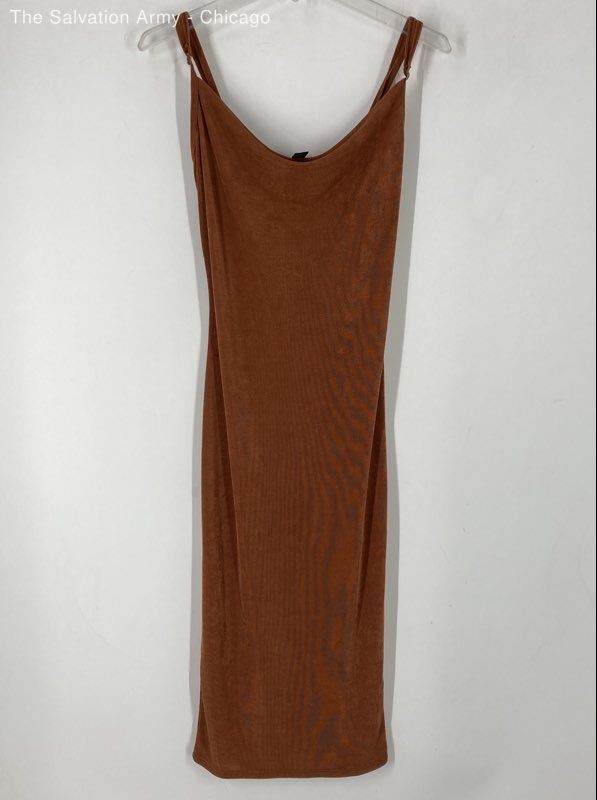 Forever 21 Womens Bronze Ribbed Sleeveless Dinner Bodycon Dress Size Small