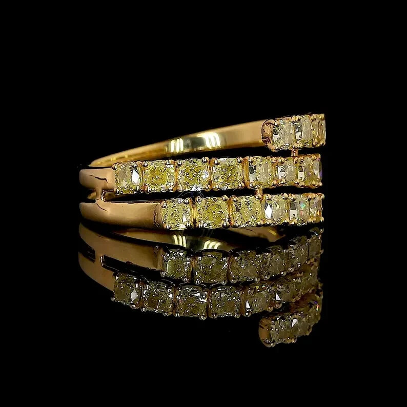 5ct Cushion Cut Simulated Citrine Bypass Band Ring 14k Yellow Gold Plated Silver