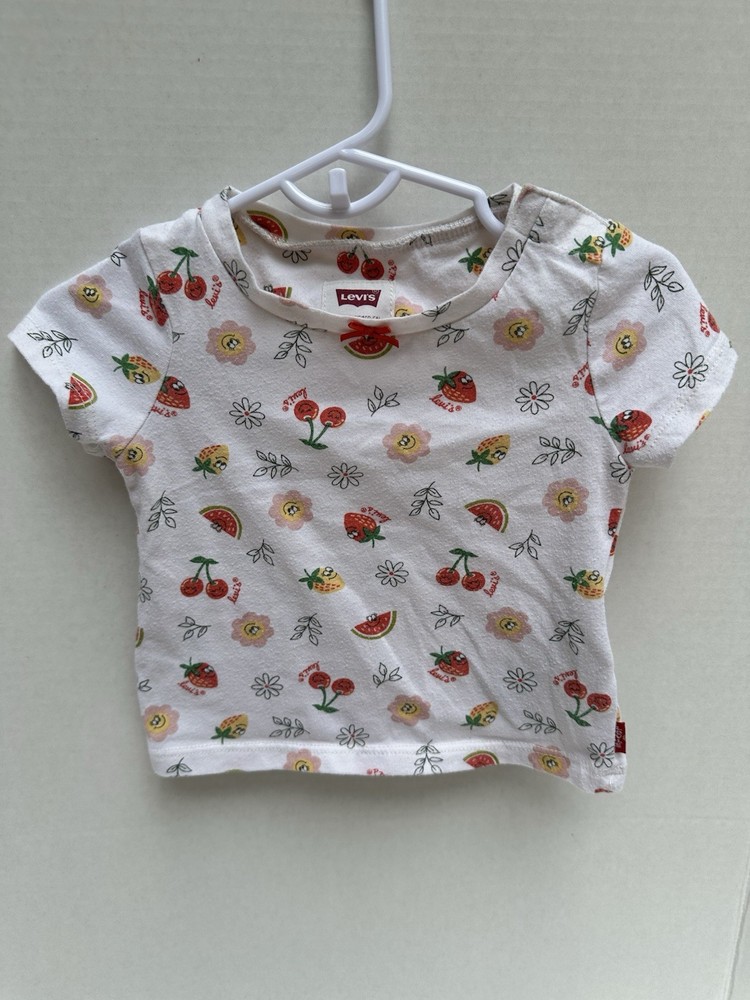 Levi’s Baby Infant Girl Tshirt Short Sleeve Fruit Print 18 M Summer Top Cherry