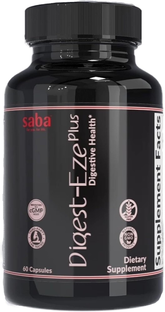 Saba Digest-EZE Plus– Plant-Sourced Enzymes, Prebiotics, Probiotics Supplement