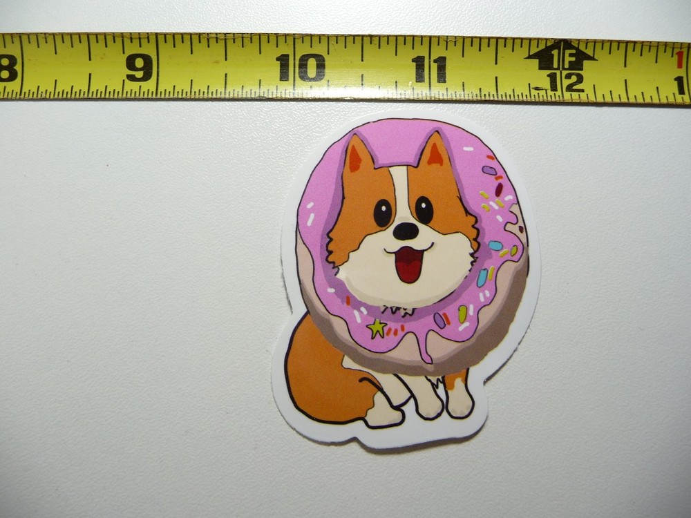 Cute Corgi Stuck in Donut Funny Pet Dog Decal Sticker