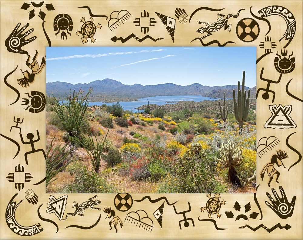 Southwestern Style Laser Engraved Wood Picture Frame Landscape (4 x 6)