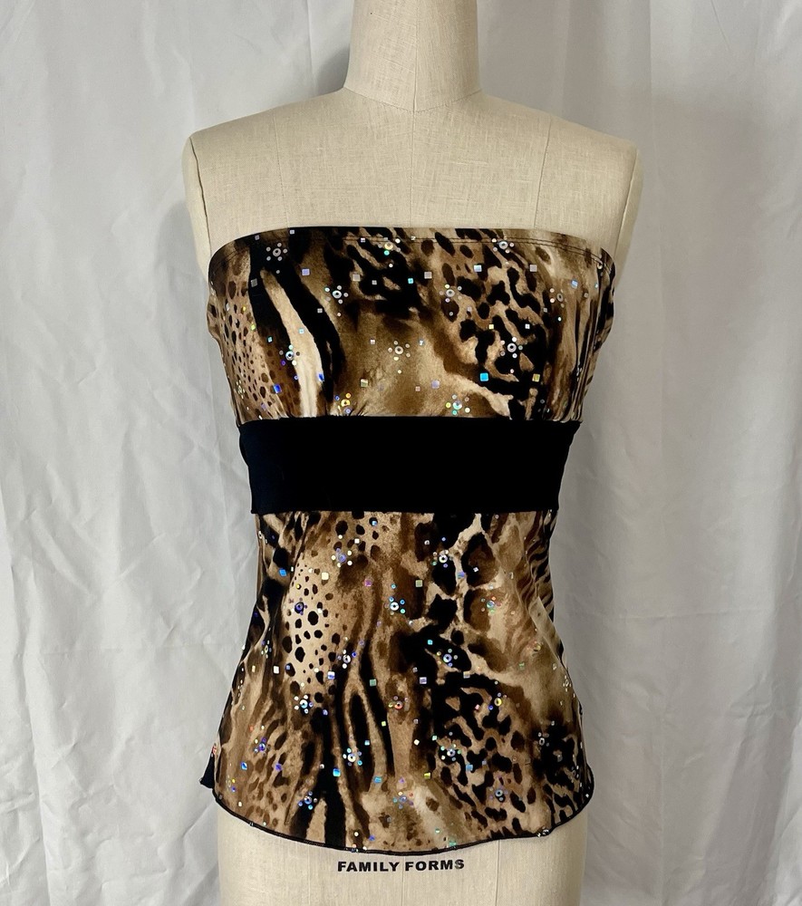 Vintage Y2K brand Tube Top animal print club shirt sequence women’s size medium