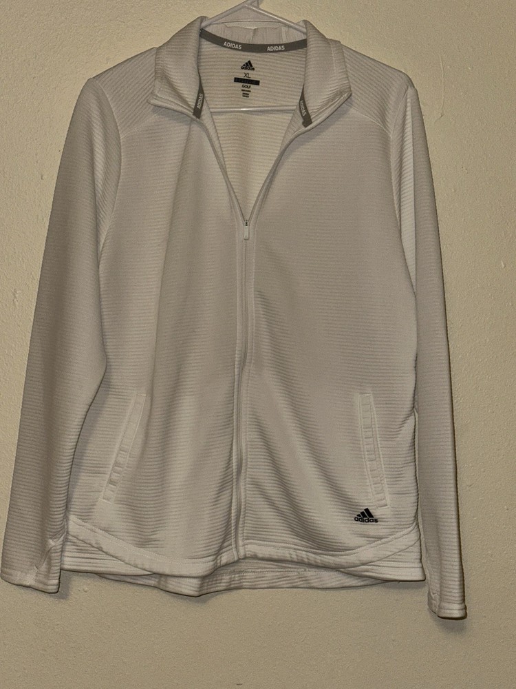adidas Golf Women's Full Zip Knit Track Jacket White XL Long Sleeve
