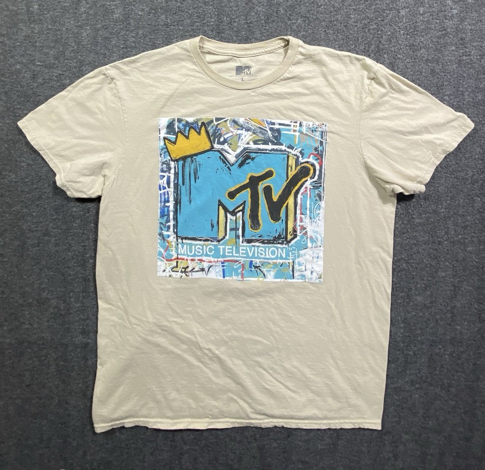 MTV Graphic Mens T Shirt Tee Music Television  Basquiat Style Size L