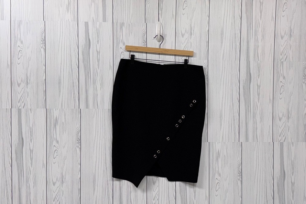 Donna Karan skirt womens size 12 pencil solid black high rise straight