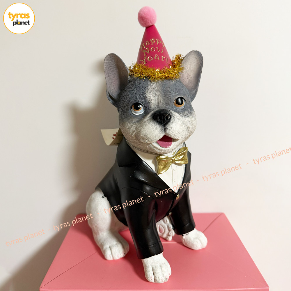 Humane Society French Bulldog Figure In HAPPY NEW YEAR Hat & Tuxedo NWT