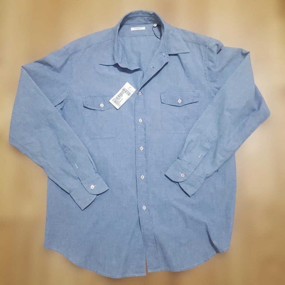 Boglioli Chambray Shirt Denim Blue 3XL Made in Italy