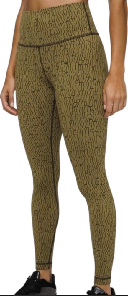 Lululemon Athletica Olive Abstract High Rise Ankle Leggings Women’s Size 6