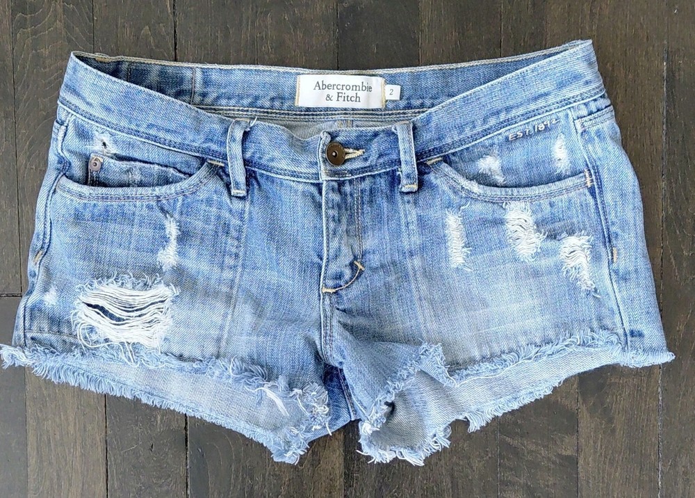Abercrombie & Fitch Micro Denim Shorts Distressed Y2K 2000s Cut Off Size 2
