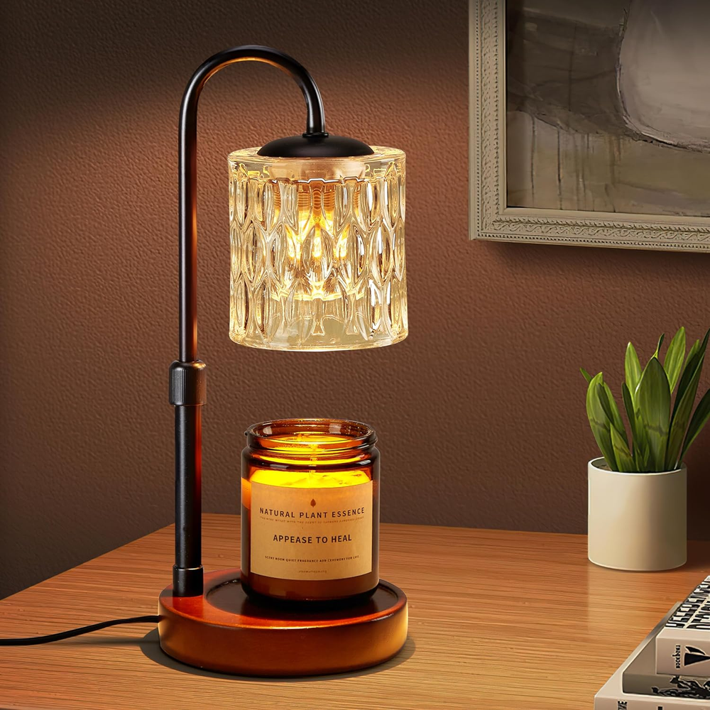 Dimmable Candle Warmer Lamp with Timer, Height Adjustable Electric Candle Wax Wa