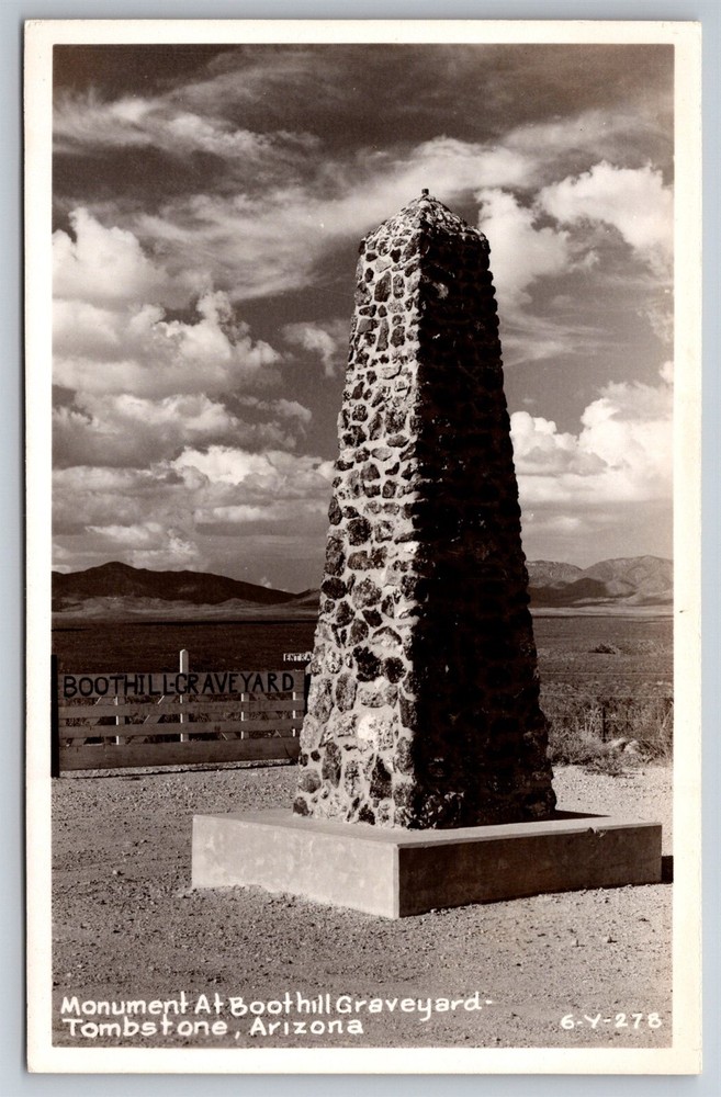 RPPC Monument At Boothill Graveyard Tombstone AZ C1950's Postcard R22