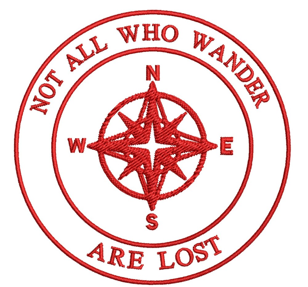 Not All Who Wander Compass Patch Embroidered Iron-on Applique Explore Badge
