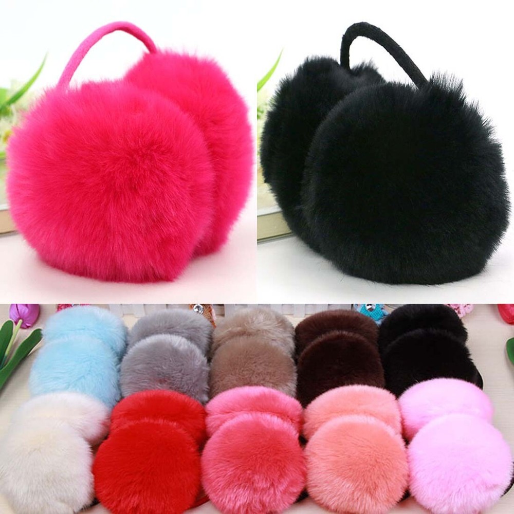 Womens Girl Classic Ear Cover Winter Plush Fuzzy Faux Fur Warm Big Earmuff Gift;