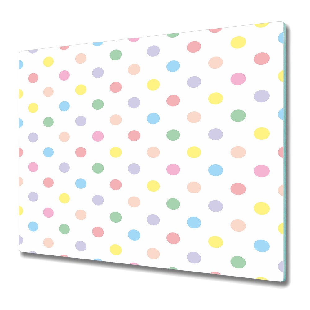 Tempered Glass Chopping Board Polka dots Colourful green and yellow 60x52