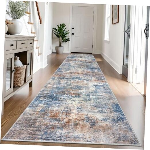 Abstract Runner Rug 3x14 Ft Long Non-Slip Washable Hallway Runner-image